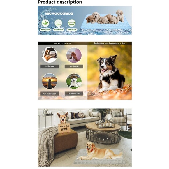 MICROCOSMOS Summer Cooling Mat & Sleeping Pad- Water Absorption Top. 40"×28" - Picture 7 of 7